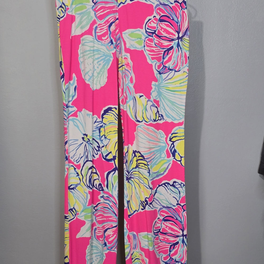 Lilly Pulitzer Womens Pink Swept by the Tides Pants Seashells Beach SZ L SOLD